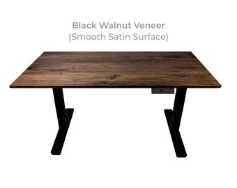 48" Walnut Veneer Real Wood Top with AnthroDesk Electric Standing Desk (48" x 30" x 1" inches)