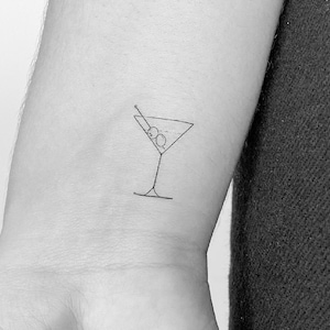 Martini Cocktail Temporary Tattoo (Set of 3)
