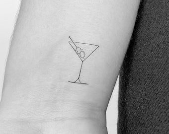 Tatuaje temporal de cóctel Martini (conjunto de 3)