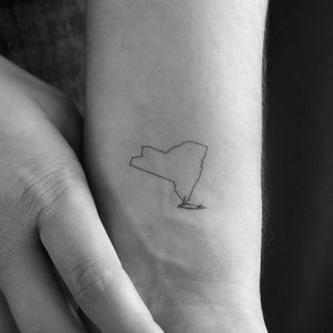 New York State Karte Umriss temporäres Tattoo (3er Set)