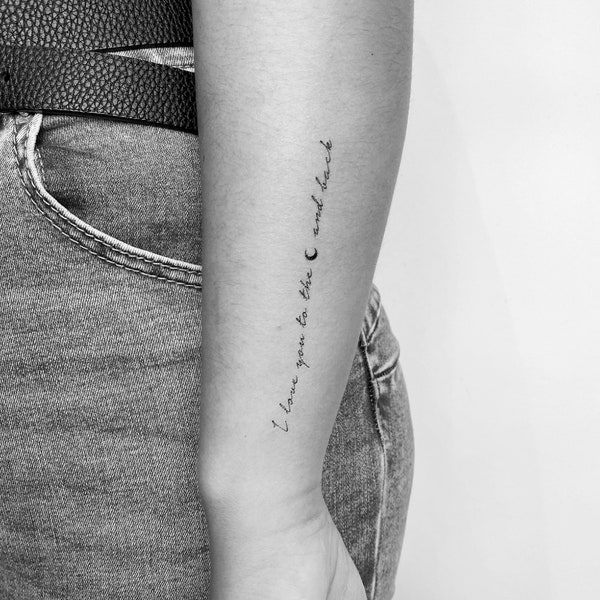 Tatuaggio temporaneo "Ti amo fino alla luna e ritorno" (set di 3)