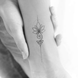 Tatuaggio temporaneo Lotus Unalome (set di 3)