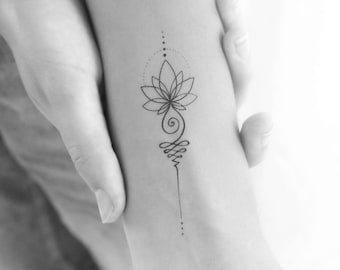 Lotus Unalome Temporary Tattoo (Set of 3)