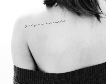 Girl You Are Beautiful Temporary Tattoo set of 3 - Etsy Israel Girl You Are Beautiful Temporary Tattoo set of 3 - Etsy Israel