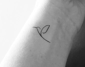 Tatouage temporaire minimaliste Tatteco Hummingbird (Ensemble de 3)