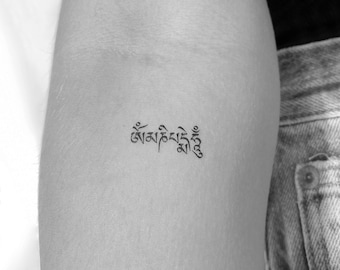 Om Mani Padme Hum Tibetan Mantra Temporary Tattoo (Set of 3)