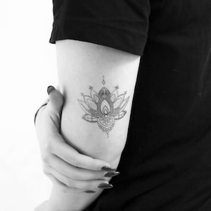 Ornamental Lotus Flower Temporary Tattoo (Set of 3)