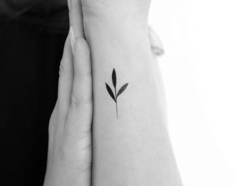 Small Black Leaves Temporary Tattoo (Set of 3)