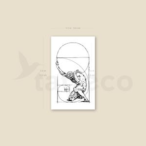Crouching Figure of Atlas + Golden Spiral Temporary Tattoo (set of 3 ...