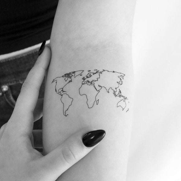 World Map Temporary Tattoo (Set of 3)