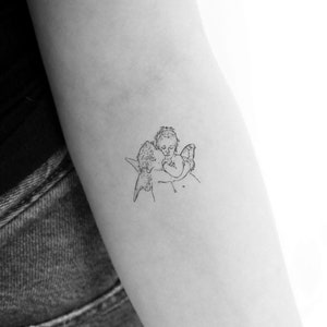 Tatuaggio temporaneo del primo bacio della linea sottile di Bouguereau (set di 3)