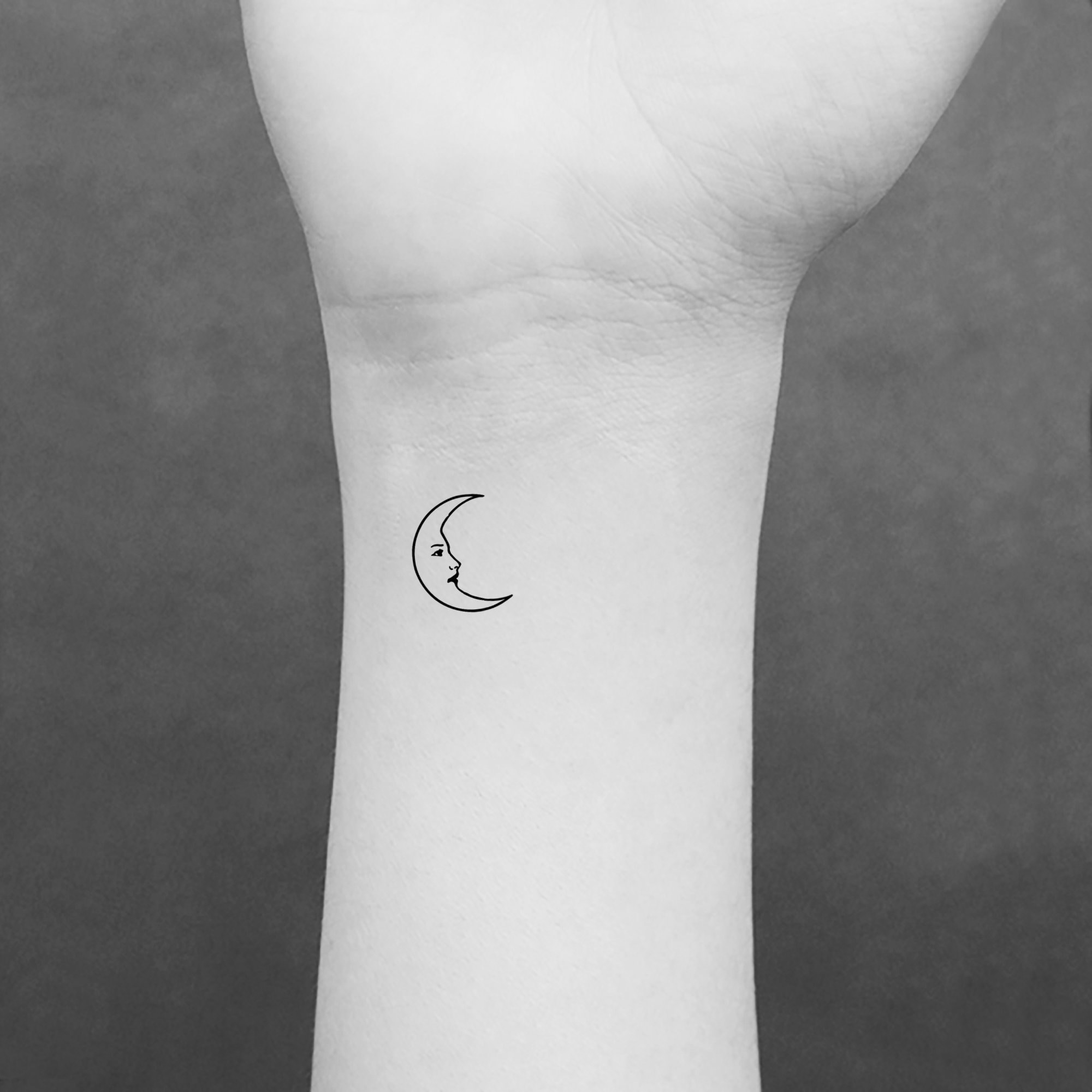 Crescent Moon Face Temporary Tattoo set of 3 - Etsy UK Crescent Moon Face Temporary Tattoo set of 3 - Etsy UK