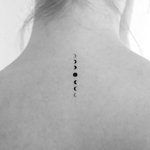Vertical Moon Phases Temporary Tattoo (Set of 3)