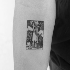 Tatouage temporaire de carte de tarot de la tour (lot de 3)