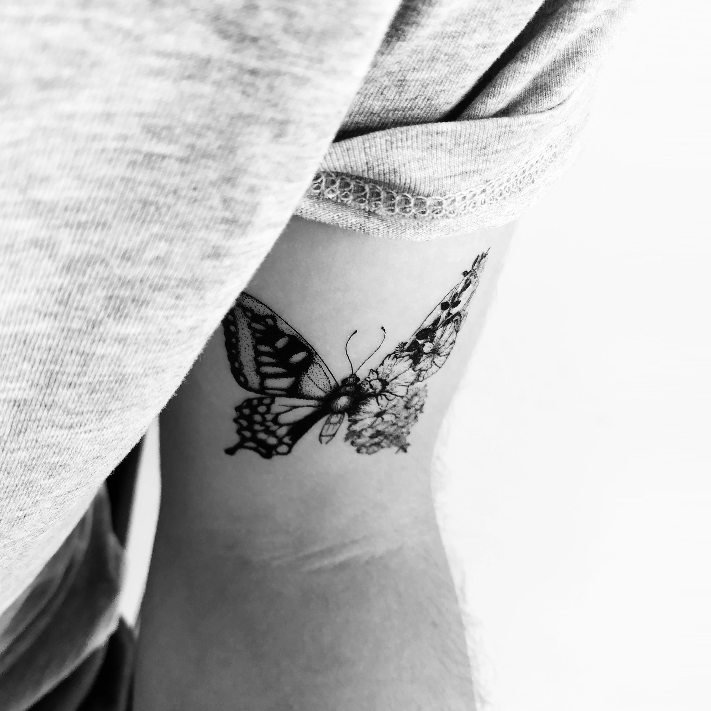 Half Butterfly Half Flowers Temporary Tattoo set of 3 - Etsy Singapore Half Butterfly Half Flowers Temporary Tattoo set of 3 - Etsy Singapore