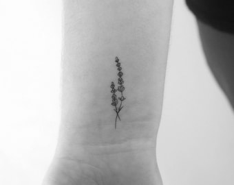Fine Line Lavender Temporary Tattoo (Set of 3)