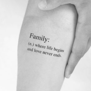 Family Dictionary Meaning Temporary Tattoo (Set of 3)