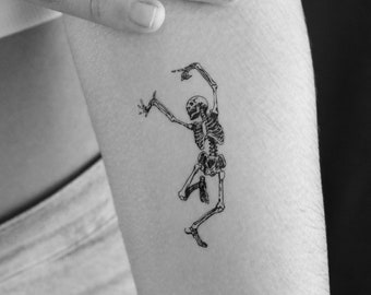 Dancing Skeleton Temporary Tattoo (Set of 3)