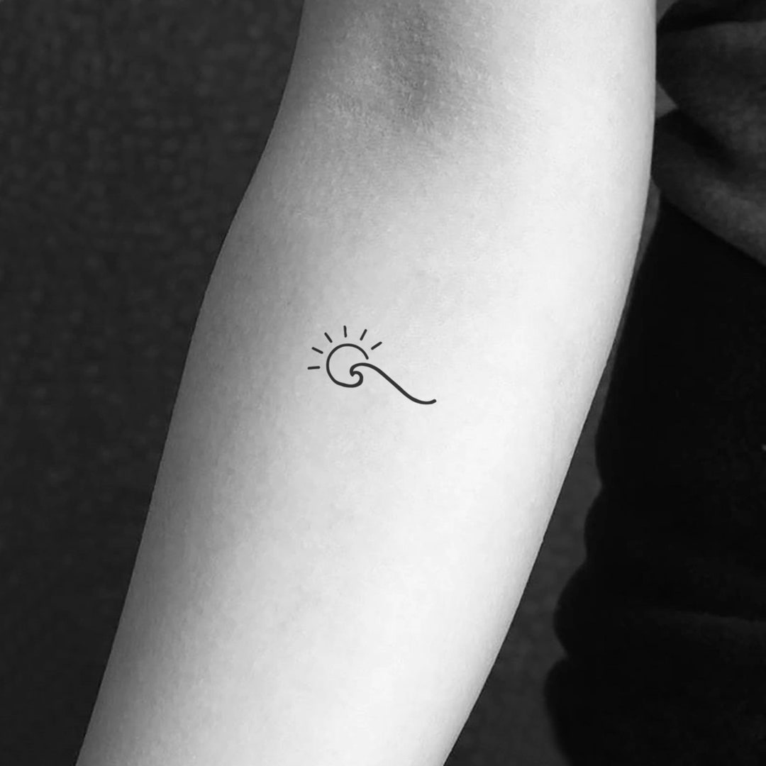 Wave And Sun Temporary Tattoo Set Of 3 Etsy