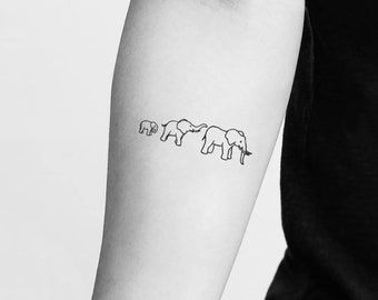 Tatouage temporaire de la famille des éléphants (ensemble de 3)