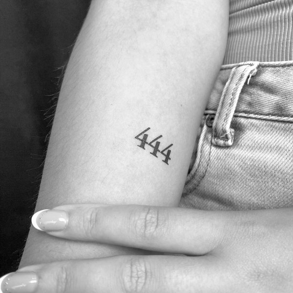 Tatuaje temporal del número de ángel de numerología 444 (juego de 3)