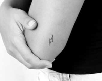 Small Lightning Bolt Outline Temporary Tattoo (Set of 3)
