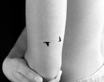 Tatouage temporaire de deux oiseaux en vol (Lot de 3)