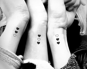 Matching Hearts Temporary Tattoo (Set of 3 x 3)