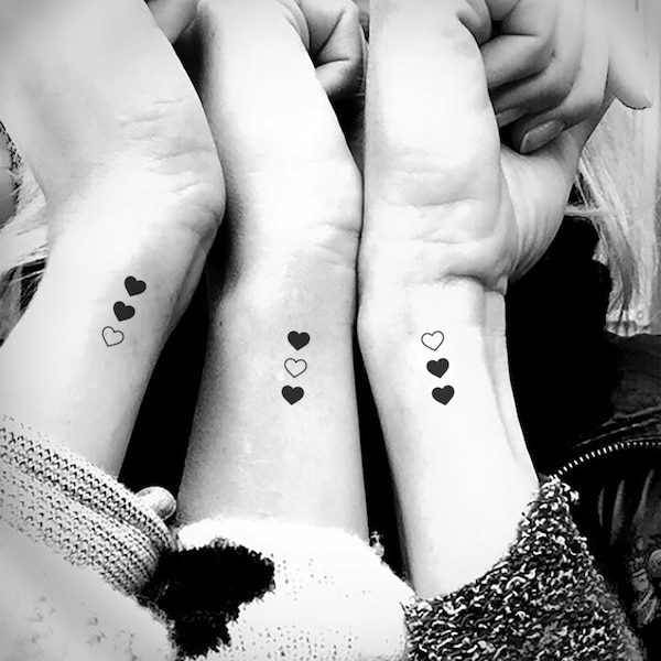 Matching Hearts Temporary Tattoo (Set of 3 x 3)