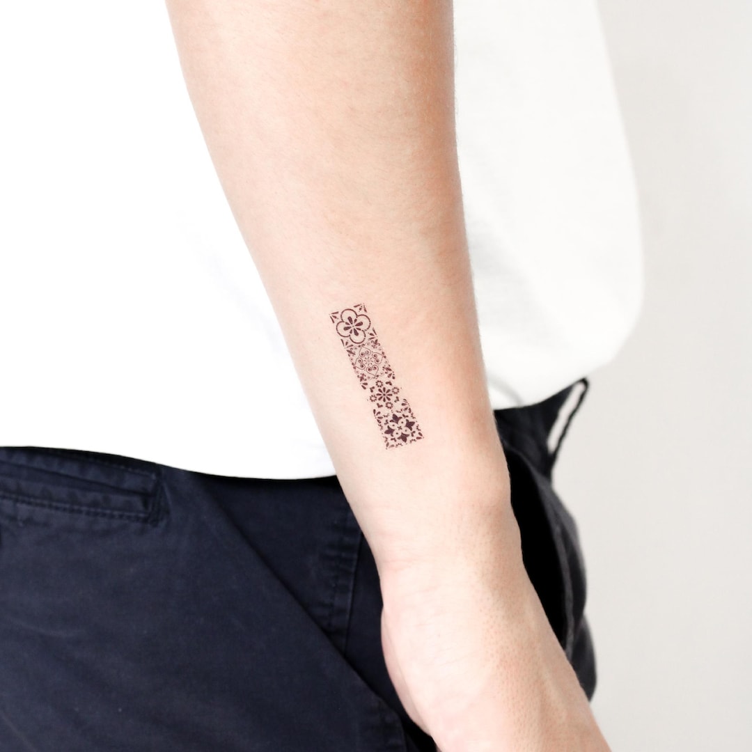 Vier portugiesische Fliesen temporäres Tattoo (3er Set)