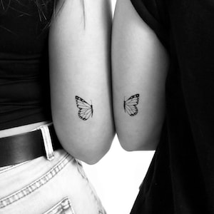 Matching Half Butterfly Temporary Tattoos (Set of 3+3)