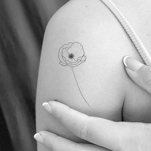 Tatuaggio Temporaneo Papavero Linea Fine (Set di 3)