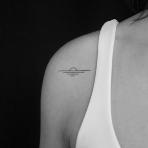 Tatuaggio temporaneo minimalista al tramonto (set di 3)