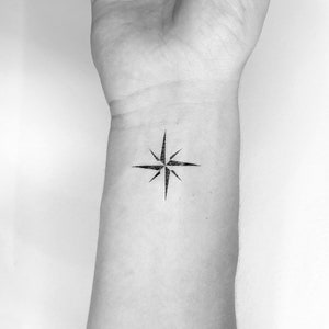 Minimalist Compass Rose Temporary Tattoo (Set of 3)