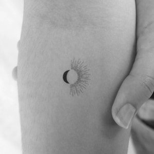 Half Sun And Half Moon Temporary Tattoo (Set of 3)