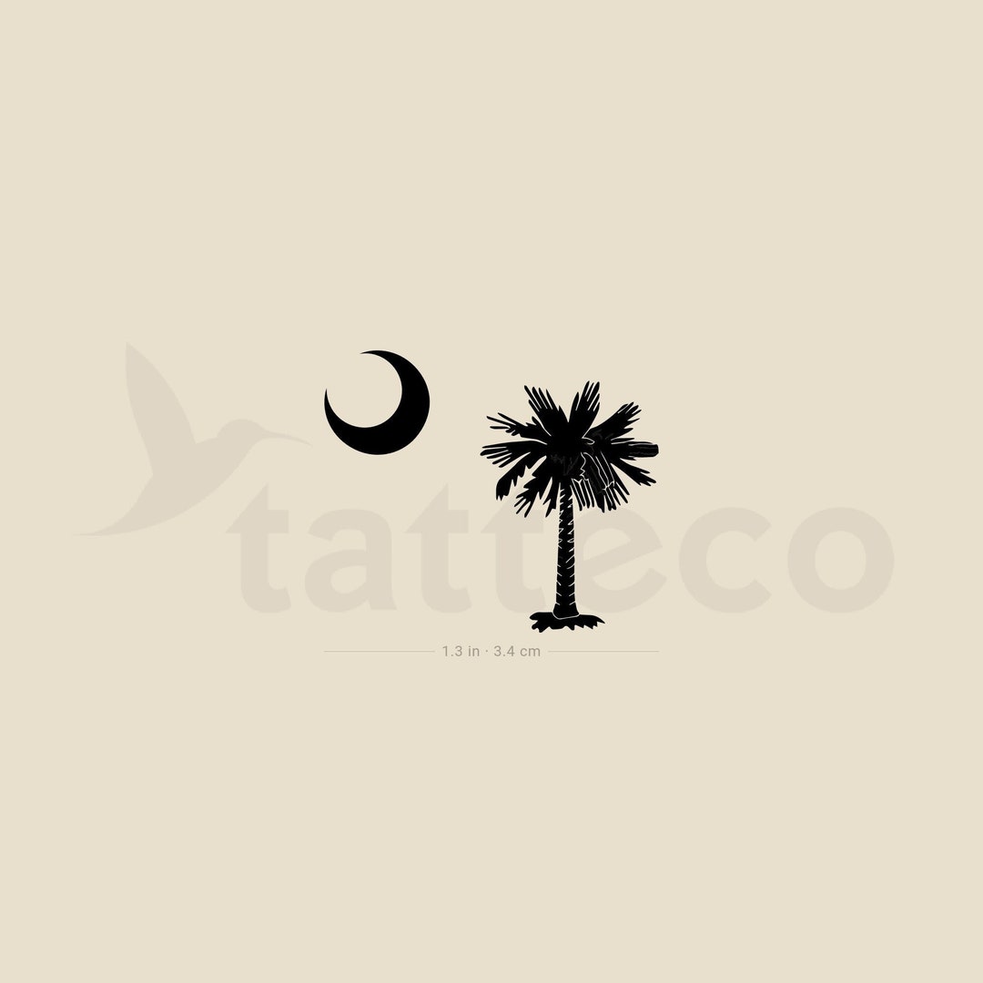 Palm Tree and Moon Temporary Tattoo set of 3 Etsy