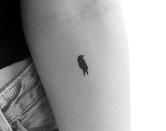 Piccolo tatuaggio temporaneo corvo (set di 3)