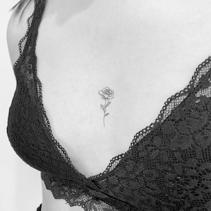 Tatuaggio Temporaneo Rosa Linea Fine (Set di 3)