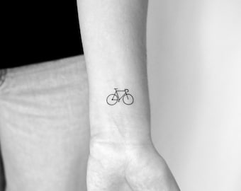 Minimalistische fiets tijdelijke tattoo (set van 3)
