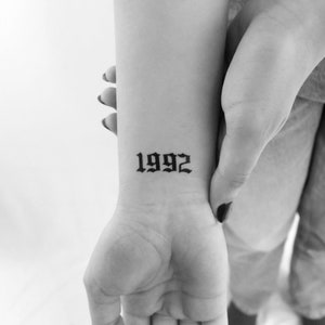 Gothic 1992 Birth Year Temporary Tattoo (Set of 3)