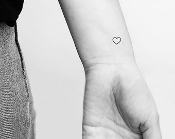 Small Heart Outline Temporary Tattoo (Set of 3)