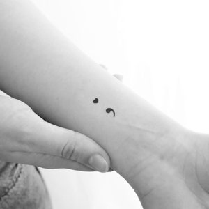 Semicolon Heart Temporary Tattoo (Set of 3)