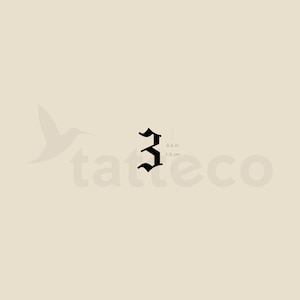 Number 3 Temporary Tattoo (Set of 3)