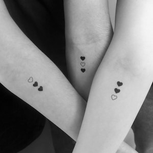 Matching Hearts Temporary Tattoo (Set of 3 x 3)