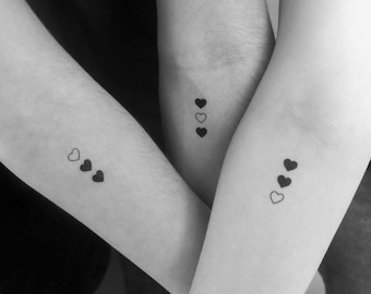 Matching Hearts Temporary Tattoo (Set of 3 x 3)