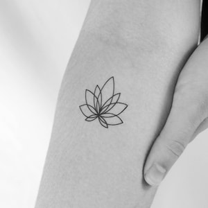 Line Lotus Temporary Tattoo (Set of 3)