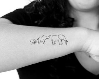 Tatuagem Temporária Família Elefante (Conjunto de 3)