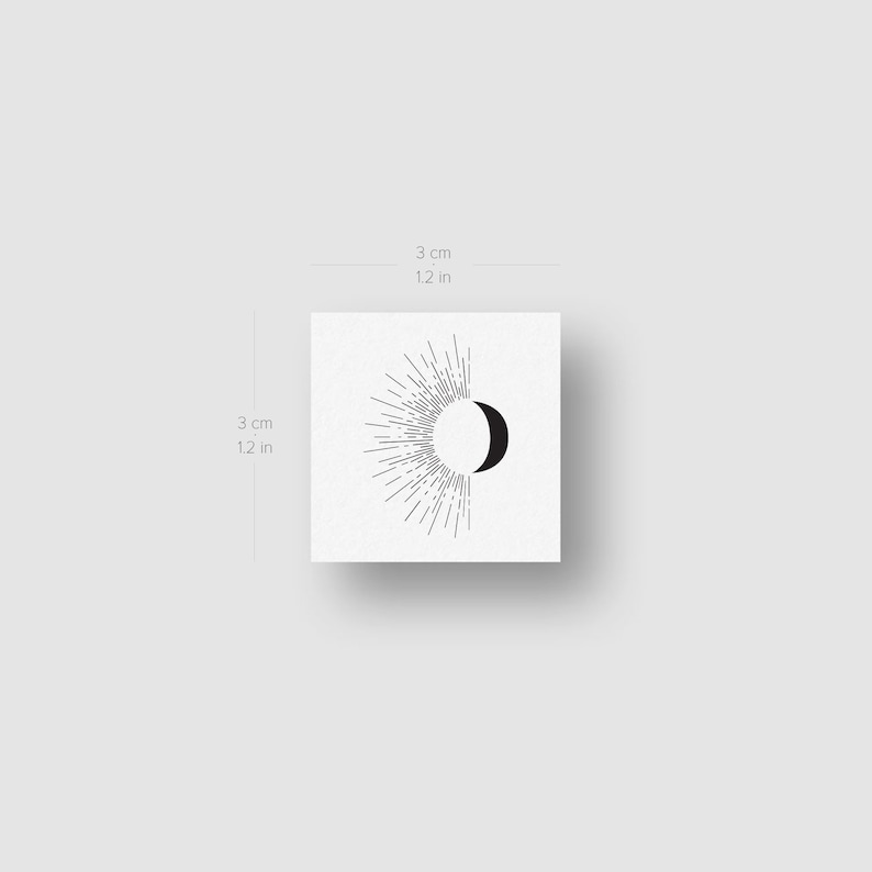 Half Sun and Half Moon Temporary Tattoo set of 3 Etsy