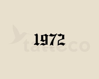 Gothic 1972 Birth Year Temporary Tattoo (Ensemble de 3)