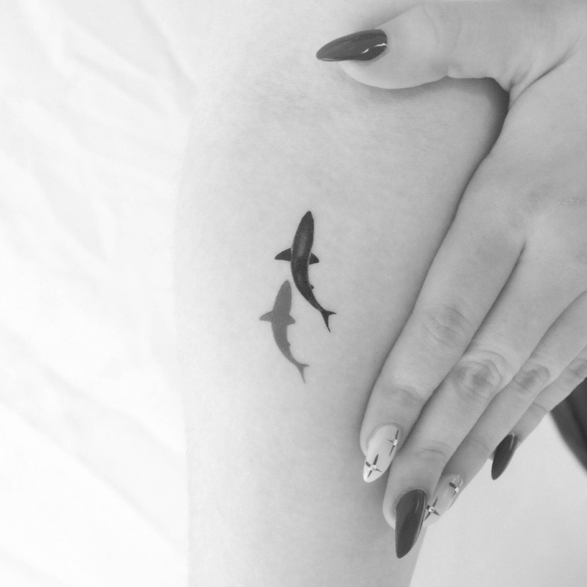 Shark and Shadow Temporary Tattoo (set of 3) - Etsy